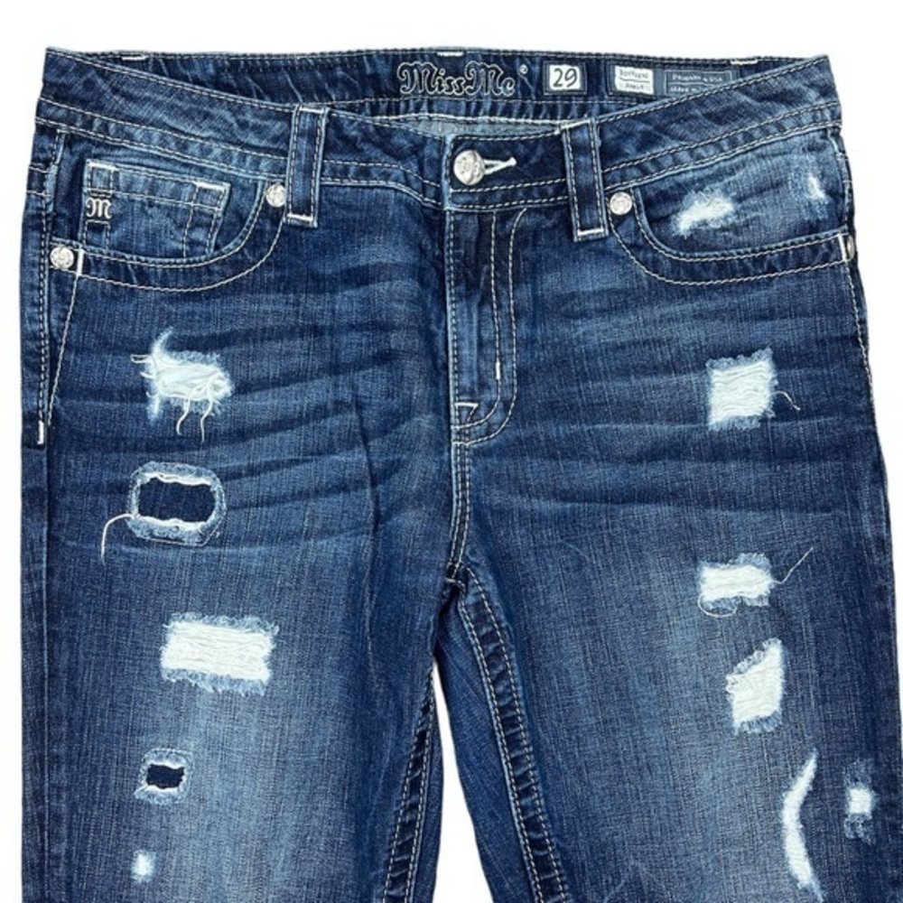 Miss Me Jeans Boyfriend Ankle Size 29 Medium‎ Wash JB5151A135 Distressed patches - Picture 5 of 12